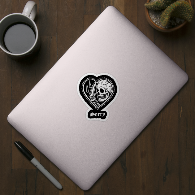 Sorry Skeleton Love Kills Tattoo Art Gothic Grunge Aesthetic Heart by btcillustration